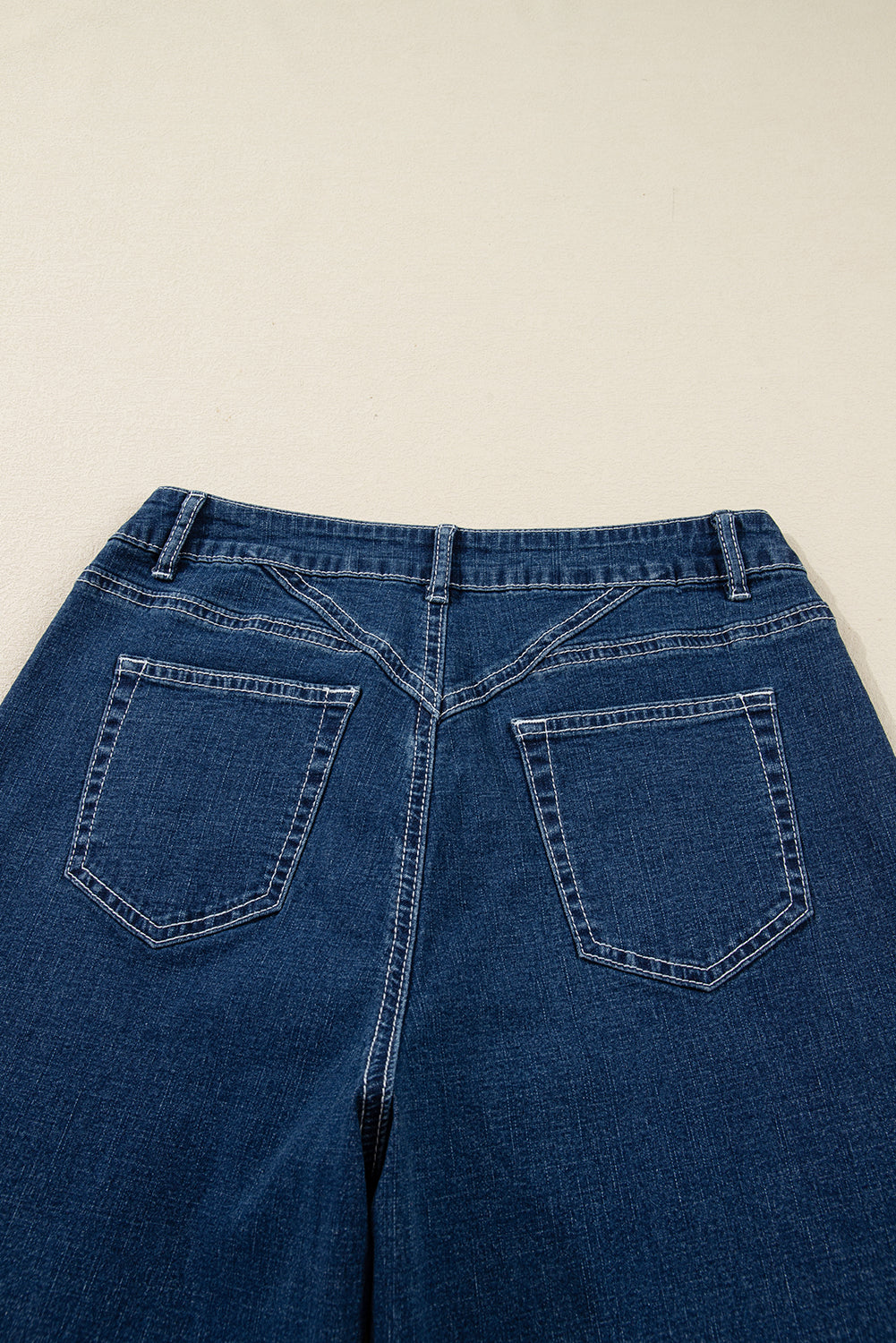 Sail Blue Stitched Waist Detail Loose Cuffed Jeans Dear-Lover Dropshipping